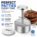 Adjustable Stainless Steel Burger Press, 4.5 Inch Hamburger Patty Maker with Spring Handle, Non-Stick Round Burger Patty Maker Mold for Beef, Turkey, BBQ, Sandwich, Kitchen & Grill Use