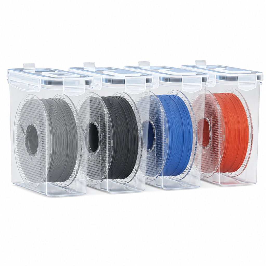 4 Pack Filament Storage Box for 3D Printing Filament, 4.0L Airtight Filament Container with Label, Waterproof Dustproof Storage Box for PLA PETG ABS TPU Filaments