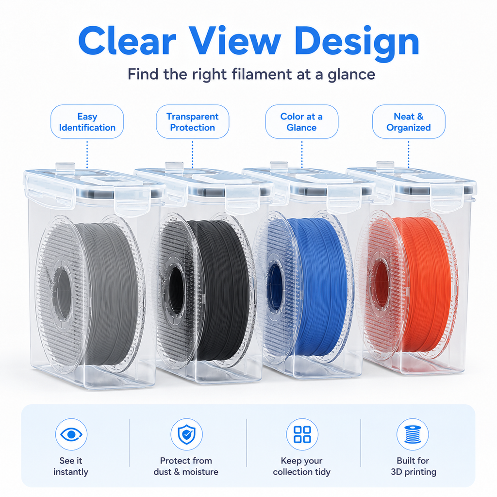 4 Pack Filament Storage Box for 3D Printing Filament, 4.0L Airtight Filament Container with Label, Waterproof Dustproof Storage Box for PLA PETG ABS TPU Filaments