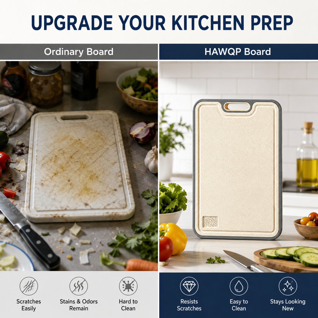 HAWQP Titanium Cutting Board, Double Sided Metal Cutting Board for Kitchen, 16 x 12 Inch Food Prep Board, Non Porous Chopping Board for Meat, Vegetables & Fruits